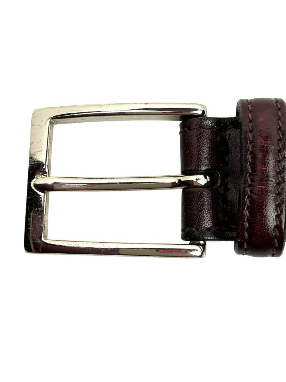 Brooks Brothers Brown Leather Belt With Silver Buckle Mens 38 Made In USA